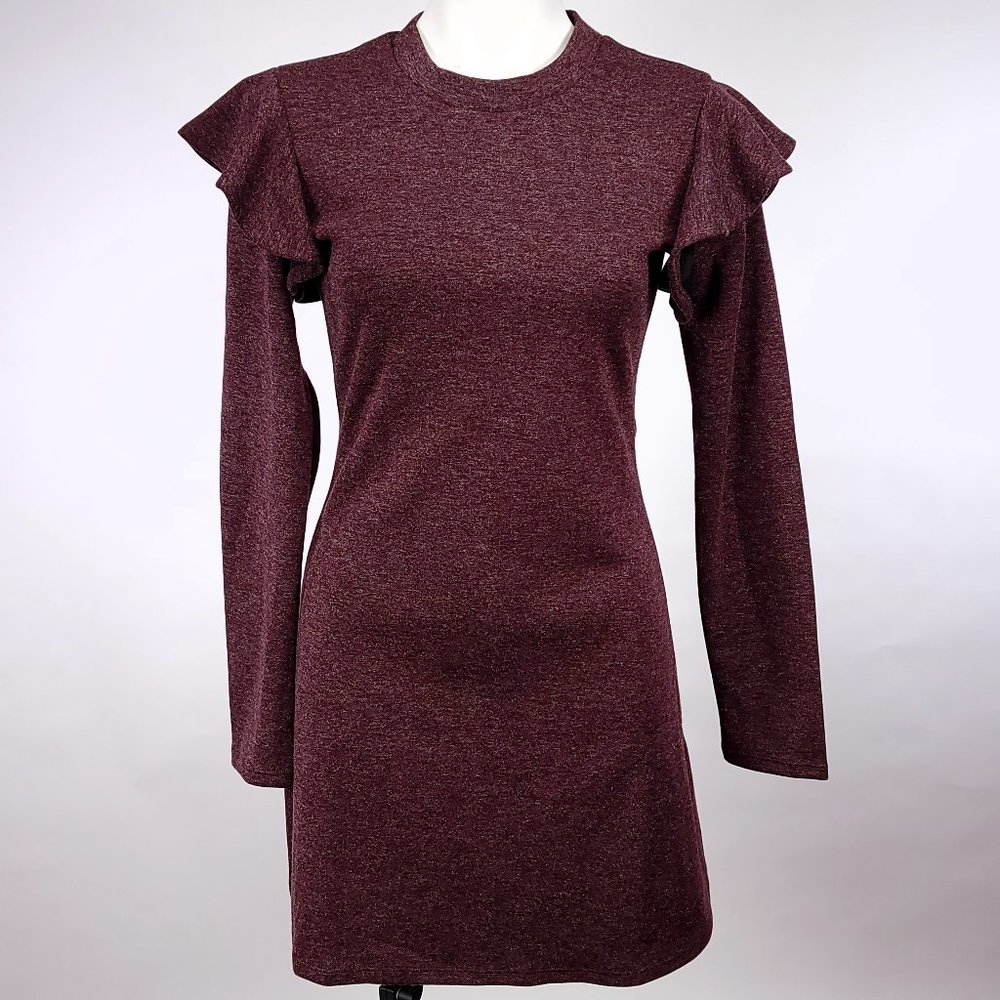 Free Generation‎ Los Angeles Burgundy Ruffle Mini Dress